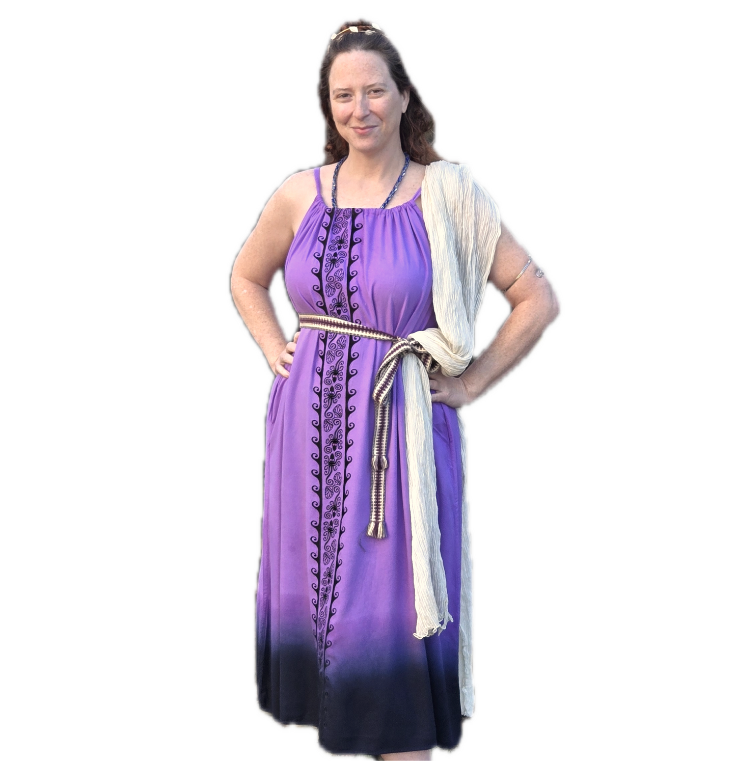 knee length dresses for ladies CALYPSO LINEN BELT Mediterraneo Boutique Italiana